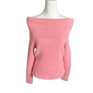 Red O‎ Sexy Pink Off The Shoulder Lambswool Angora Romantic Cozy Soft Sweater L